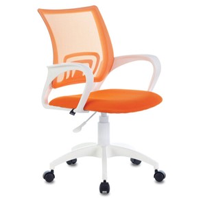 Компьютерное кресло Brabix Fly MG-396W (с подлокотниками, пластик белый, сетка, оранжевое) 532401 в Кирове