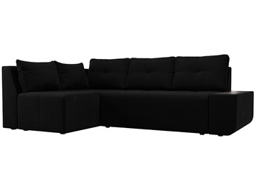 Угловой диван с оттоманкой Амадэус, Черный (микровельвет) в Кирове