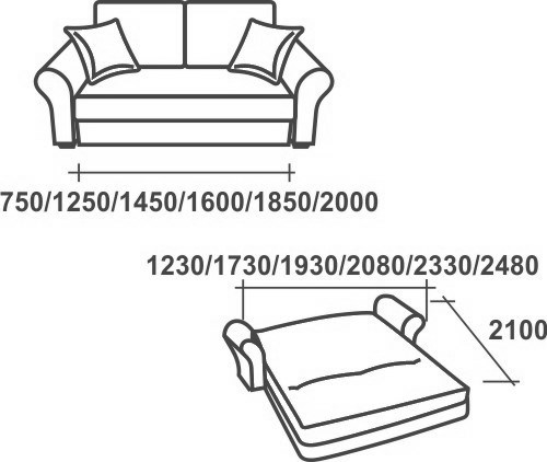 Прямой диван Аккордеон-1, 140 (круглые подлокотники) в Кирове - изображение 2