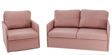 Мебельный комплект Амира розовый диван + кресло в Кирове