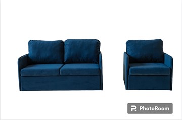 Мебельный комплект Амира синий диван + кресло в Кирове