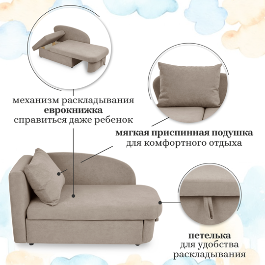 Мягкий диван левый Тедди бежевый в Кирове - изображение 22