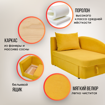 Мягкий диван левый Тедди желтый в Кирове - изображение 18