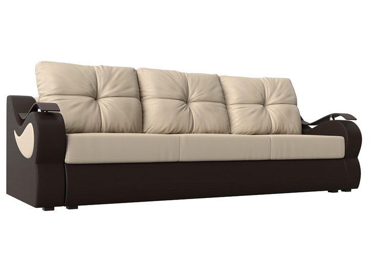 Прямой диван Меркурий еврокнижка, Бежевый/коричневый (экокожа) в Кирове - изображение 4