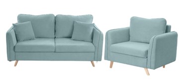 Комплект мебели Бертон голубой диван+ кресло в Кирове