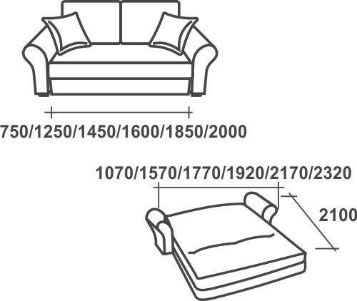 Прямой диван Аккордеон-1, 195 (прямые подлокотники) в Кирове - изображение 2