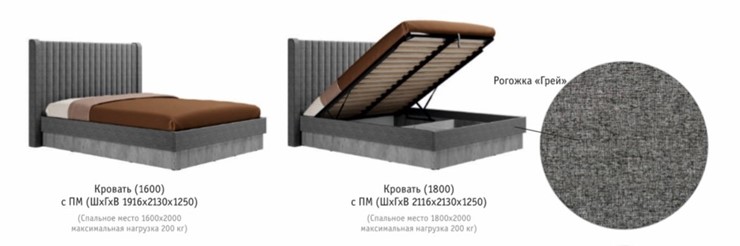 Кровать с подъемным механизмом Бержер, 1800, Б 2.1.1 в Кирове - изображение 2