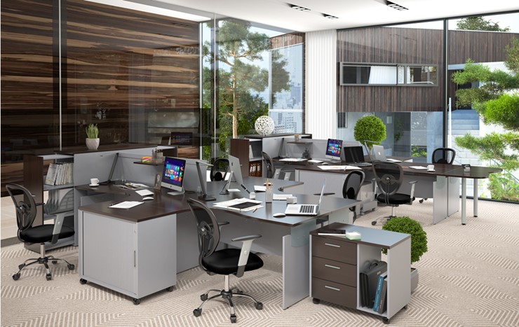 Набор мебели в офис OFFIX-NEW для двух сотрудников и руководителя в Кирове - изображение 1