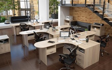 Офисный комплект мебели SIMPLE с эргономичными столами и тумбами в Кирове - предосмотр