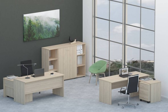 Набор мебели в офис Twin для 2 сотрудников со шкафом для документов в Кирове - изображение
