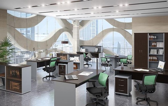 Офисный набор мебели IMAGO четыре рабочих места, стол для переговоров в Кирове - изображение