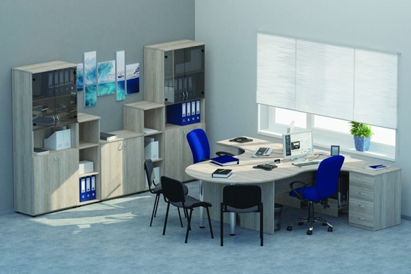 Офисный комплект мебели Twin для 2 сотрудников с совмещенными столами в Кирове - изображение