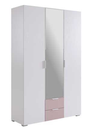 Трехдверный шкаф Зефир 109.02 (белое дерево/пудра розовая (эмаль)) в Кирове - изображение