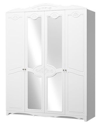 Шкаф четырехдверный Лотос ШР-4 (Белый) 2 зеркала в Кирове - изображение