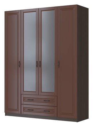 Шкаф четырехстворчатый в спальню Кантри, лак орех ШР-4, с 2мя зеркалами в Кирове - изображение