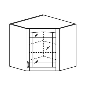 Шкаф кухонный Кантри настенный угловой со вставкой из стекла 918*600*600 мм в Кирове