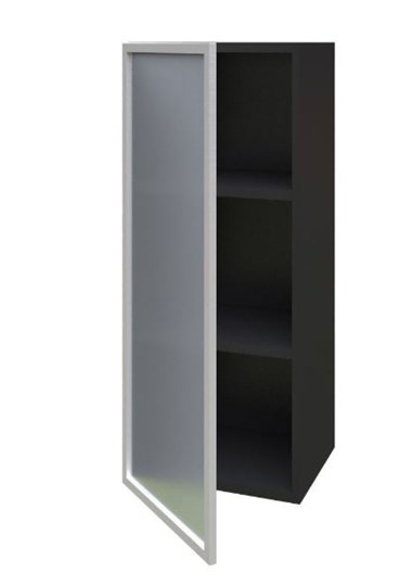 Кухонный шкаф высокий 400 Шервуд, со стеклом левый ЛД 281.422.000.034, серый/черный в Кирове - изображение 1