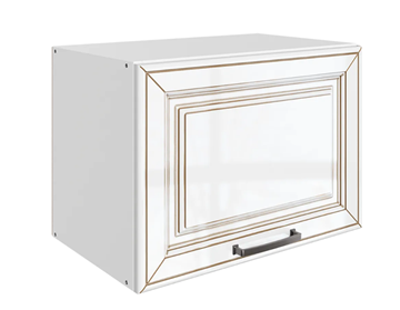 Шкаф на кухню Атланта L500 Н360 (1 дв. гл.) эмаль (белый/белый глянец патина золото) в Кирове