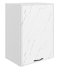 Кухонный навесной шкаф Монако L500 Н720 (1 дв. гл.), белый/мрамор пилатус матовый в Кирове