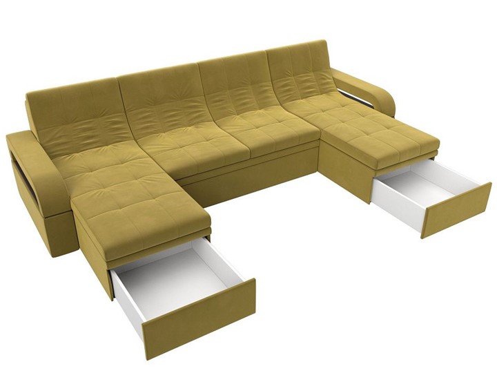 П-образный диван Лига-035 мини, Желтый (микровельвет) в Кирове - изображение 1