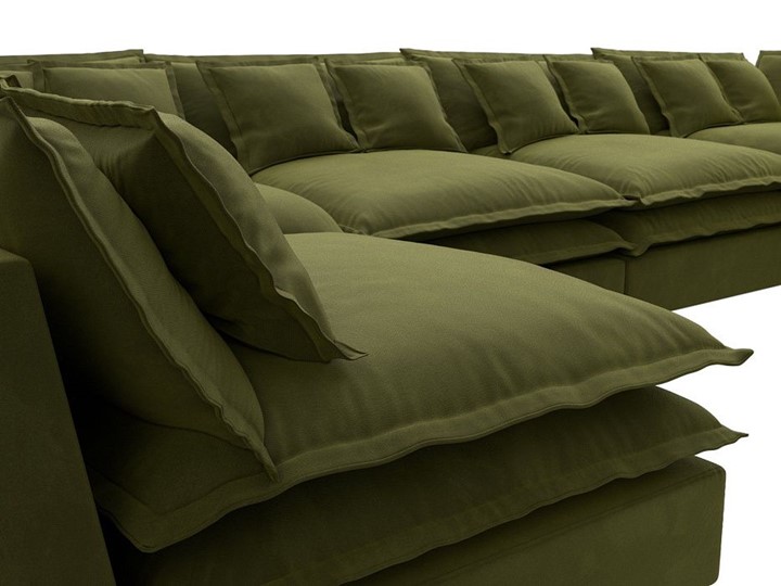 Большой П-образный диван Лига-040, Зеленый (микровельвет) в Кирове - изображение 3