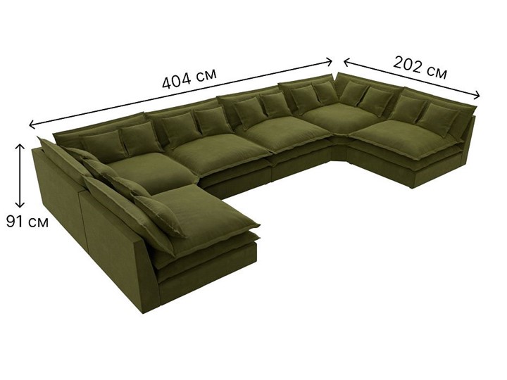 Большой П-образный диван Лига-040, Зеленый (микровельвет) в Кирове - изображение 6