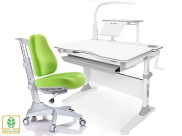 Растущая парта + стул Mealux EVO Evo-30 G (арт. Evo-30 G + Y-528 KZ) (дерево)/(стол+полка+кресло+чехол+лампа)/ белая столешница (дерево), цвет пластика серый в Кирове